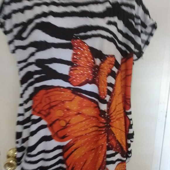ZEBRA WOMEN ORANGE BUTTERFLY TOP SIZE M - Picture 8 of 8